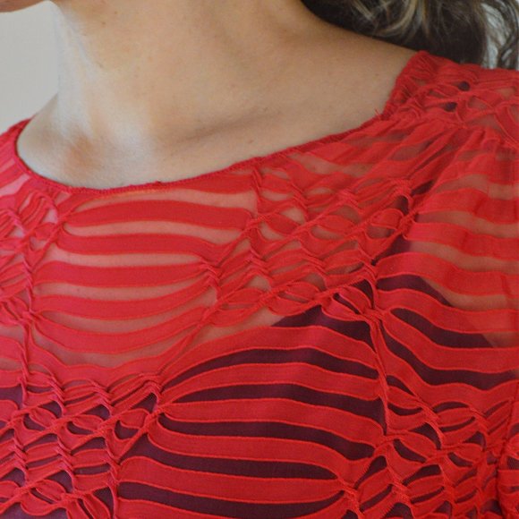 Red Sheer Top Vintage 90s - Picture 3 of 5